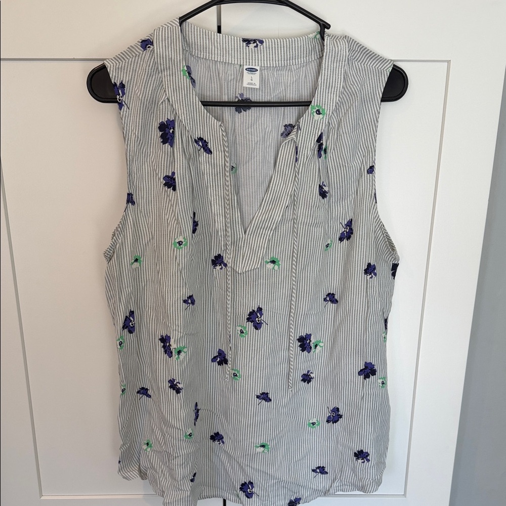 Old Navy purple & green,  Striped Floral V-Neck Tank